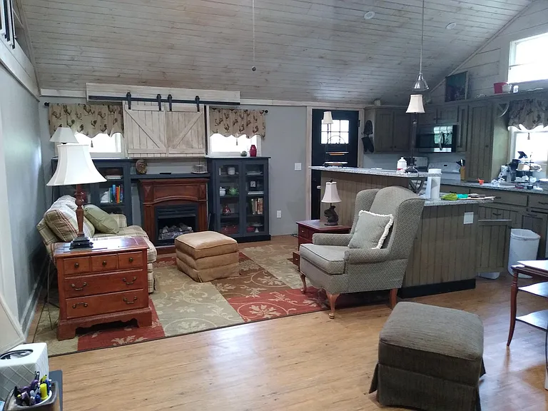 TV garage over fireplace