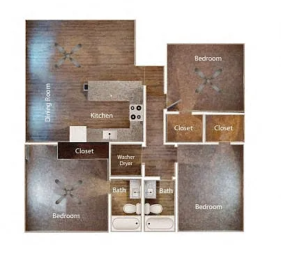 Floor plan 3 Bedroom / 2 Bath
