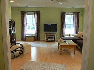 livingroom with vaulted ceiling, surround sound, recessed lights,.......