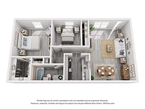 Floor plan 2 Bed 1 Bath Lux Reno