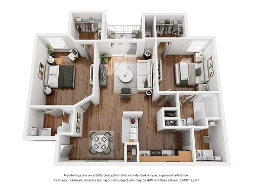 Floor plan B2 Preston - 2 Bedroom, 2 Bathroom