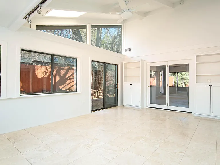 Flex space with built-in shelving