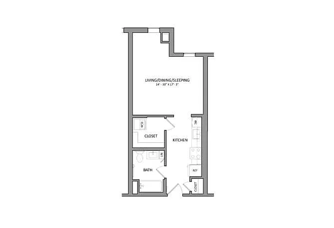 Floor plan Canvas S1A | Studio | 1 Bath