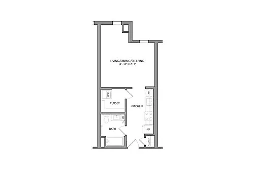 Floor plan Canvas S1A | Studio | 1 Bath