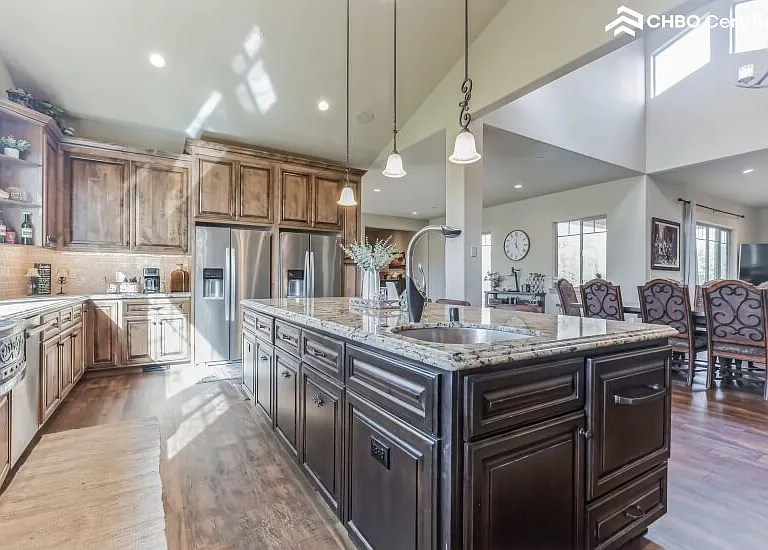 Island with dishwasher drawer and veggie sink