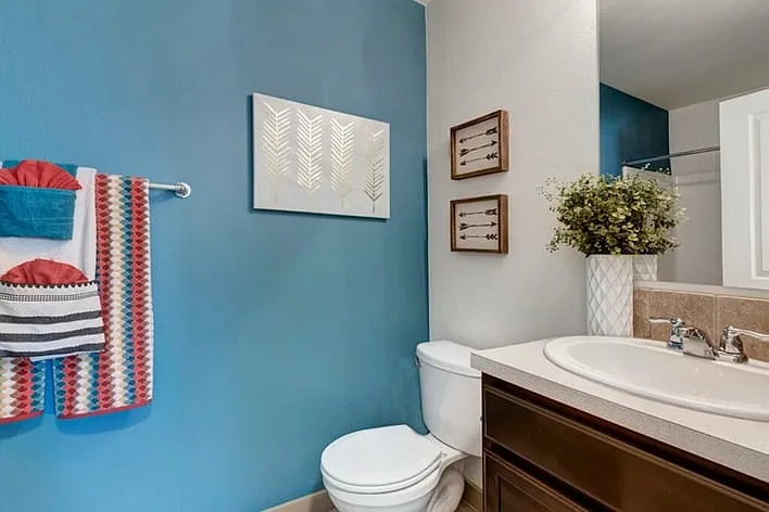 Spacious Bathroom	with Accent Wall