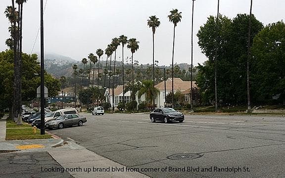 looking up Brand Blvd