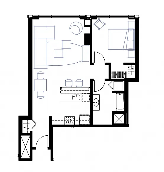 Floor plan One-Bedroom M