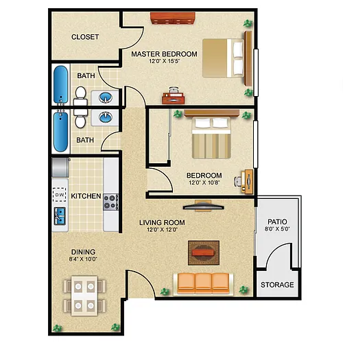 Floor plan 2 Bedroom