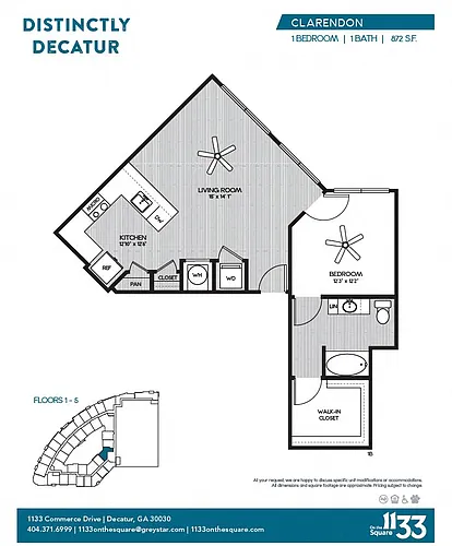 Floor plan 1B Clarendon