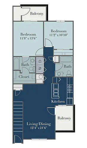 Floor plan 2Bed/2Bath Up Mkt