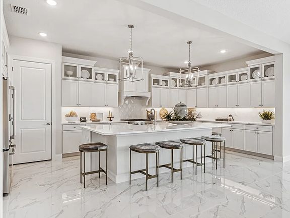 Kitchen with center island and pendant lighting