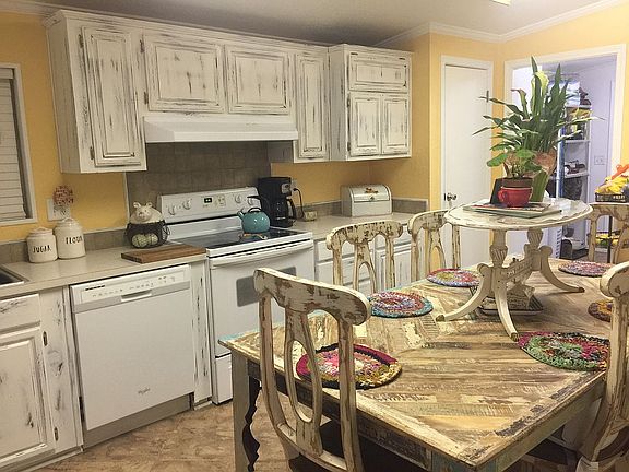 antiqued kitchen cabinets.