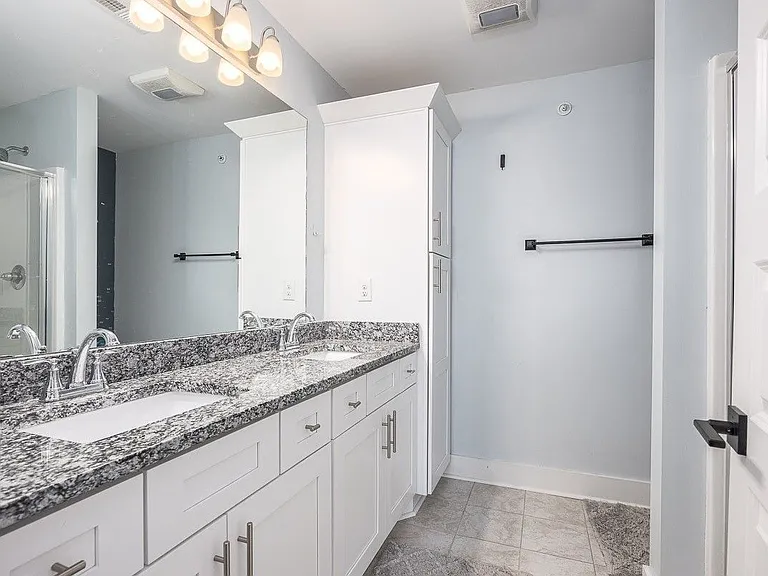 This is a spacious double vanity.