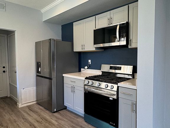 New stainless steel appliances 
stove oven Refrigerator 
Microwave Dishwasher