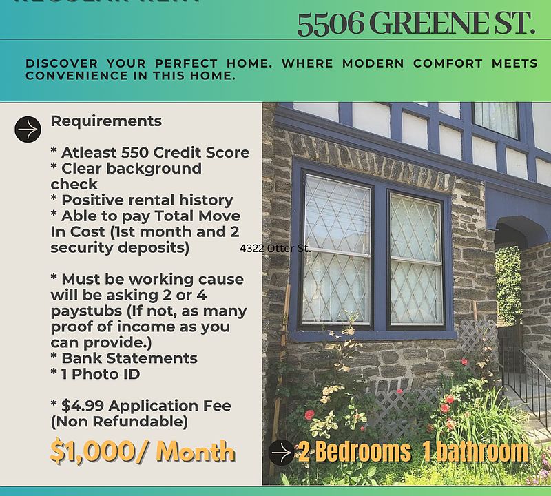 1st image of 5506 Greene Street # Fl 2nd