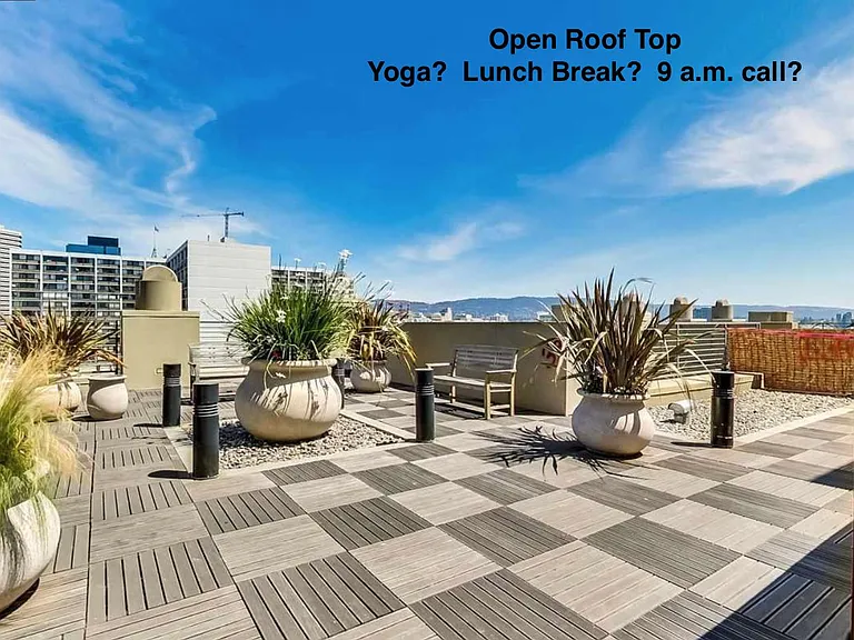 Zen Roof Top - Get some fresh air, do some yoga, or take your calls while enjoying the wonderful weather of the East Bay!