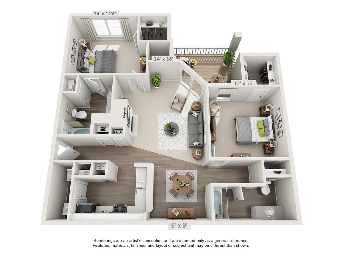 Floor plan 2 Bedroom Chattahooch Platinum