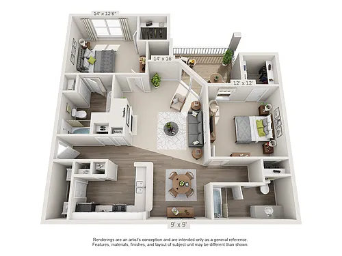 Floor plan 2 Bedroom Chattahooch Platinum