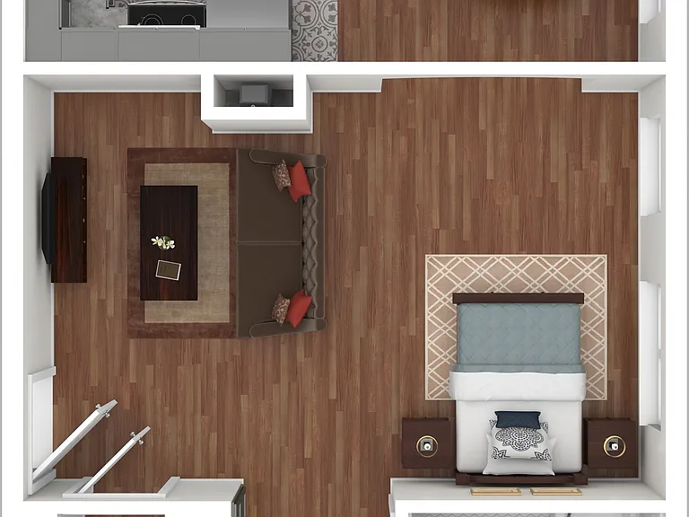 3D Furnished Studio Floorplan 3D Furnished Studio Floorplan
