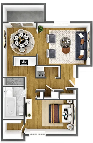 Floor plan One Bedroom One Bath