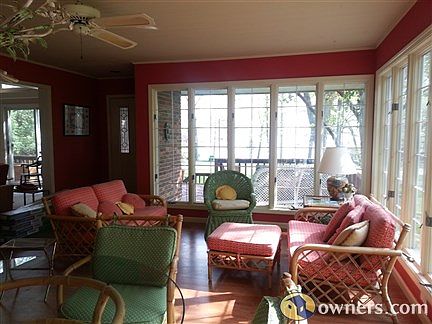 Sun room overlooks lake