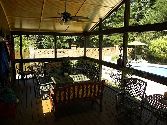 Porch overlooking pool area
