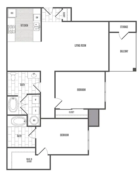 Floor plan Market Rate Two-Bedroom