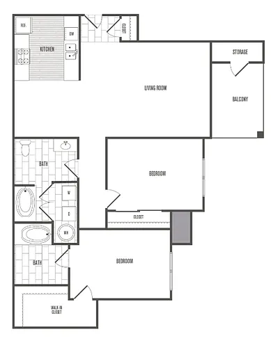 Floor plan Market Rate Two-Bedroom