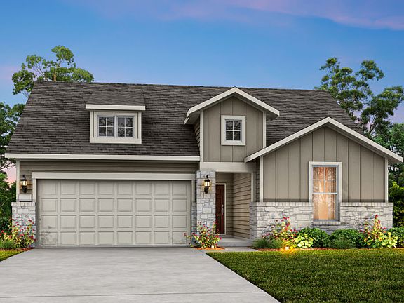 The Parker, a one-story home with 2-car garage, shown with Home Exterior 39