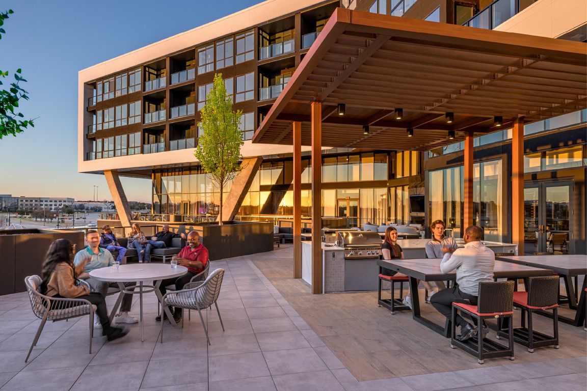 The outdoor amenity deck at One Rangers Way