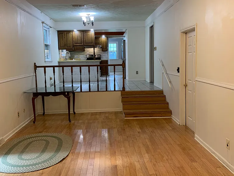 view from family room to kitchen