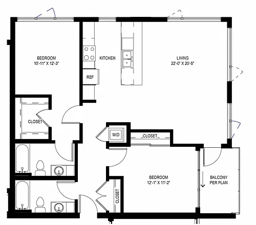 Floor plan Two Bedroom C1