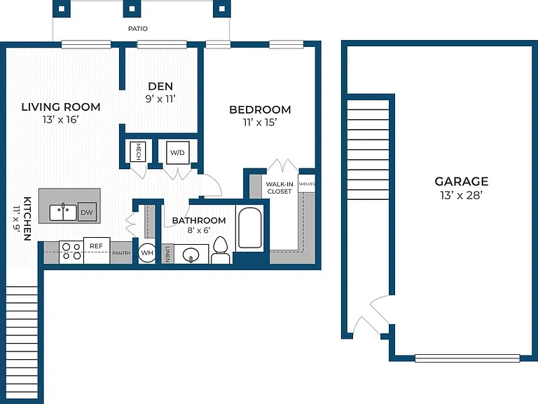 Floor Plan 1K | Seasons at River View | Apartments in Pleasant Prairie, WI Floor Plan 1K | Seasons at River View | Apartments in Pleasant Prairie, WI