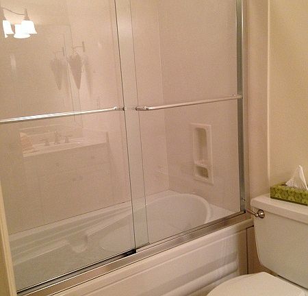 Master bathroom with whirlpool tub.