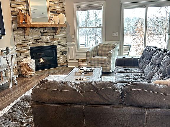 LR with Gas Fireplace, View