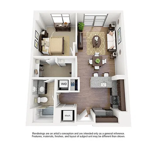 Floor plan 1 Bed/1 Bath-A04