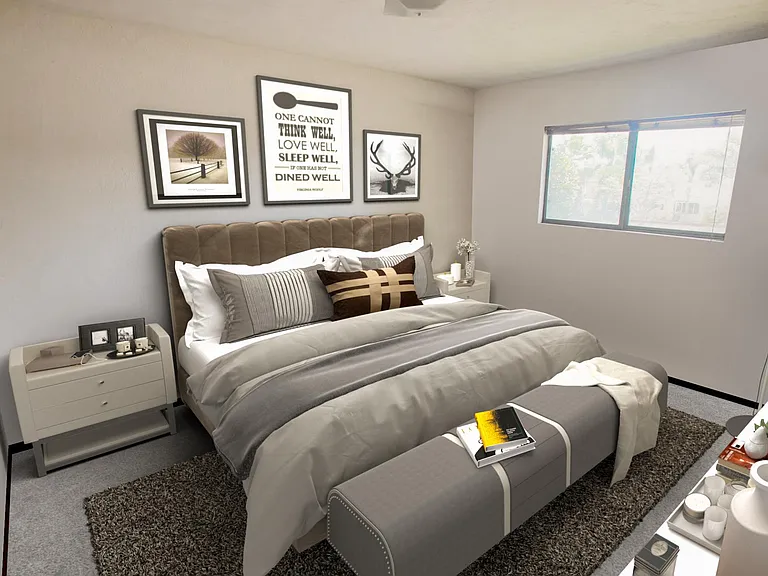 Bedroom - This image is simulated to show the room with furniture.