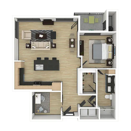 Floor plan A6: 1 Bed 1 Bath