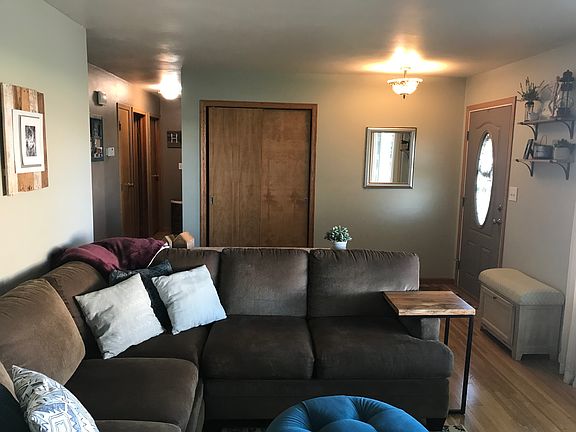 Front door and living room