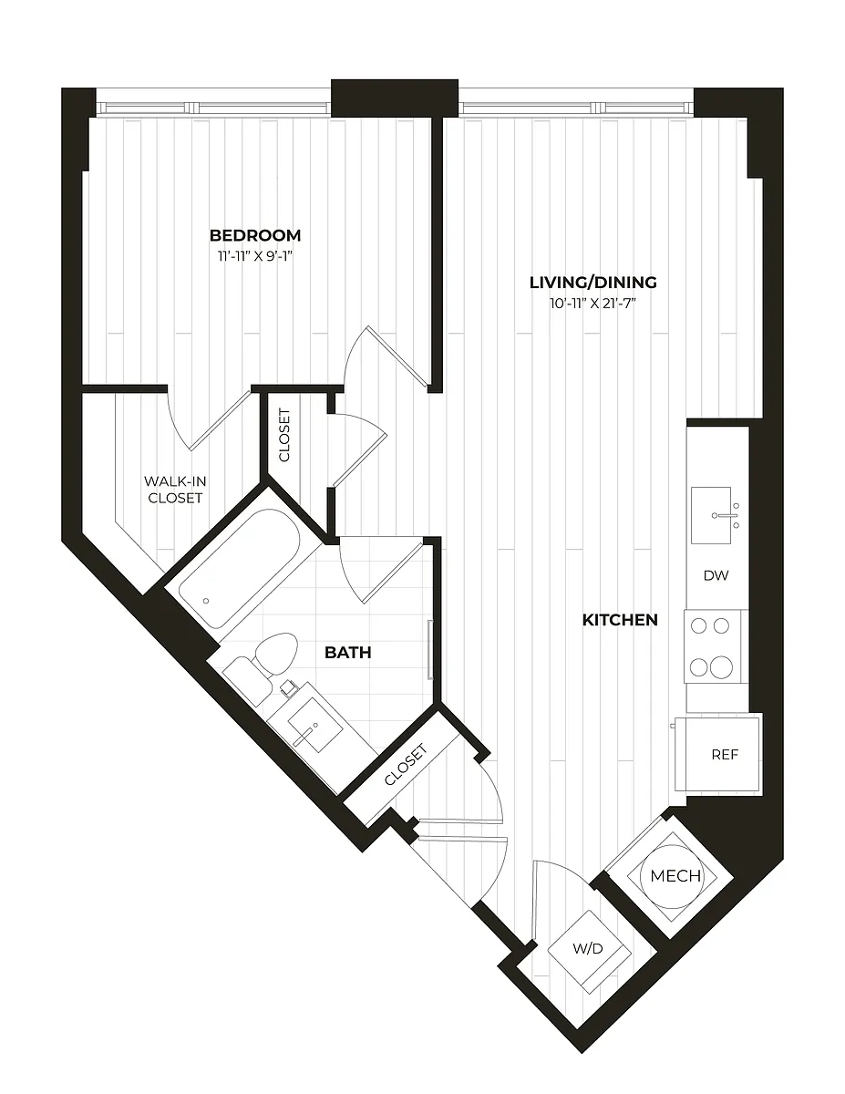 Floor plan 1 Bed/1 Bath-U04