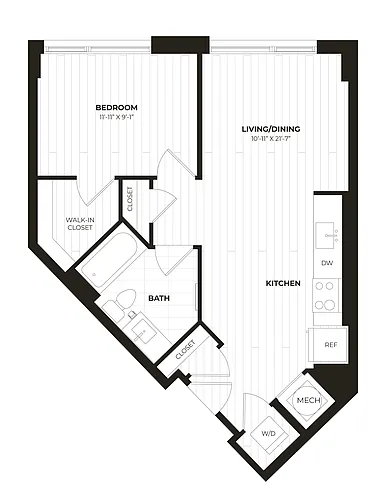 Floor plan 1 Bed/1 Bath-U04