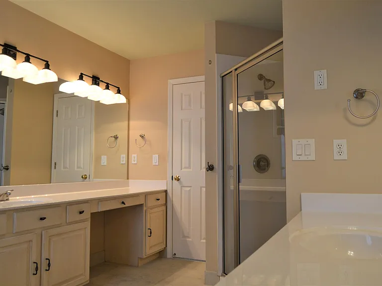 Master bath has dual sink, shower and Jacuzzi for two!!