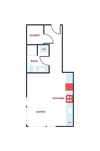 Floor plan Studio, 1 Bath - Apt J