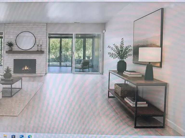 looking out to side yard from dining area