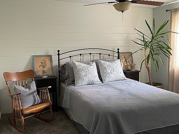 Basement bedroom ship lap