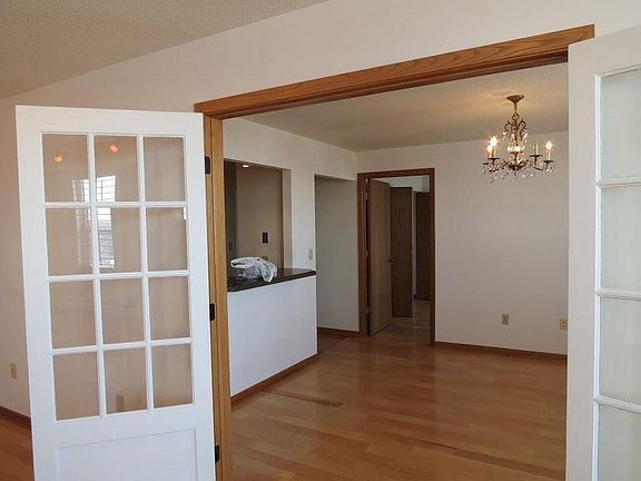 Looking from french doors to dining rm 