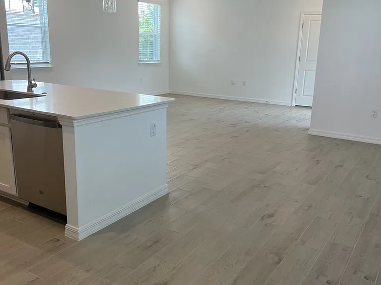 spacious open living, kitchen and living area