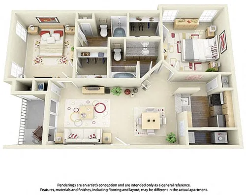 Floor plan 2 Bedroom 2 Bath Plan 2
