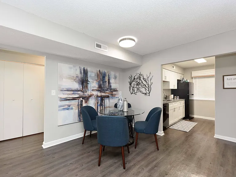 Dining Room + Hardwood Style Flooring